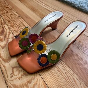 Vintage Bellini Orange and multi-coloured floral open toe sandal heels